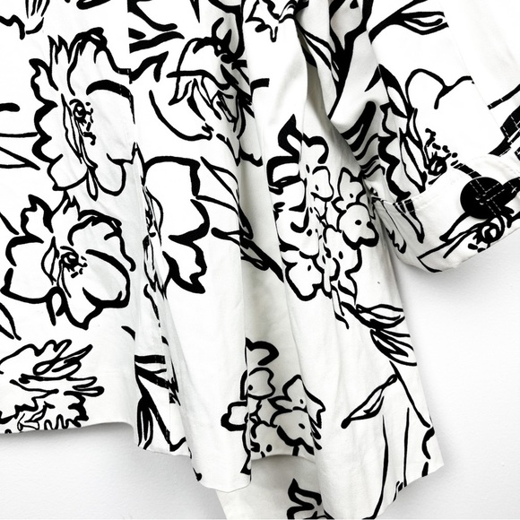 Floral Black and White Women's Jacket - Picture 11 of 11